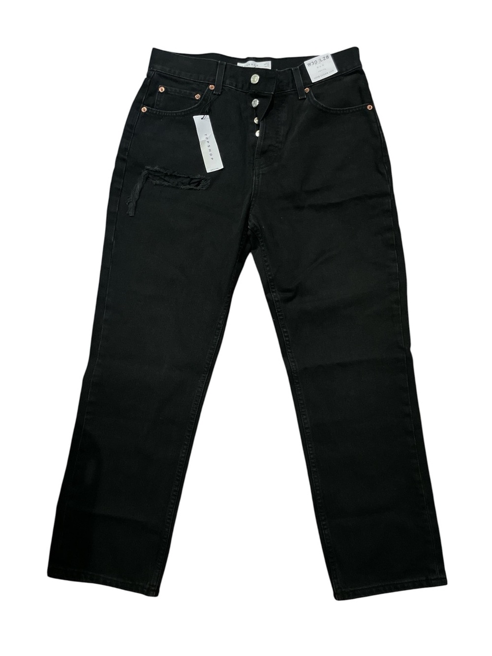 Topshop Black High-Rise Straight Leg Jeans